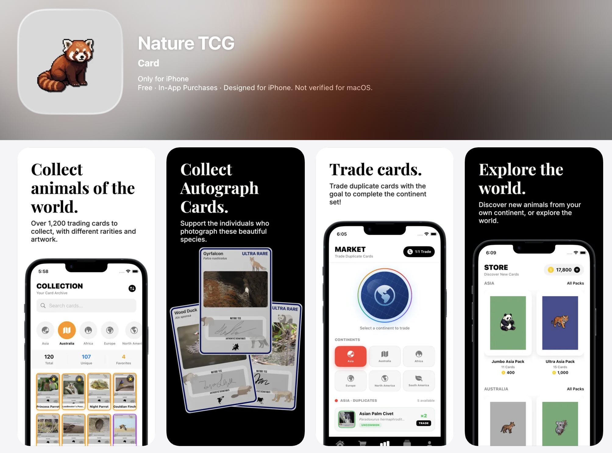 Nature TCG app screenshot